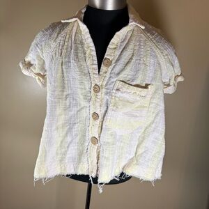 We The Free Striped Cream and Tan Top